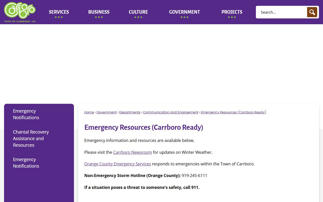 Carrboro phone directory emergency resources