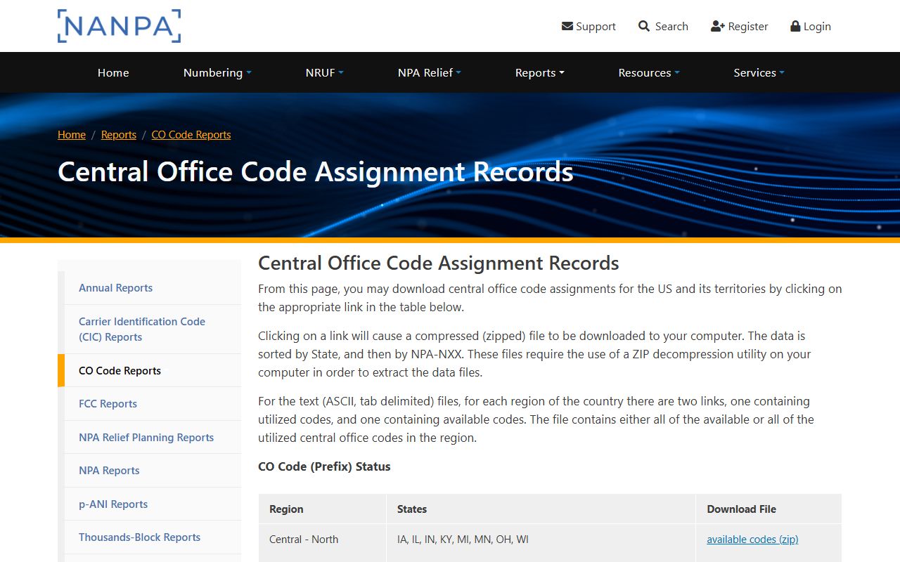 Carrboro phone area codes NANPA central office code records