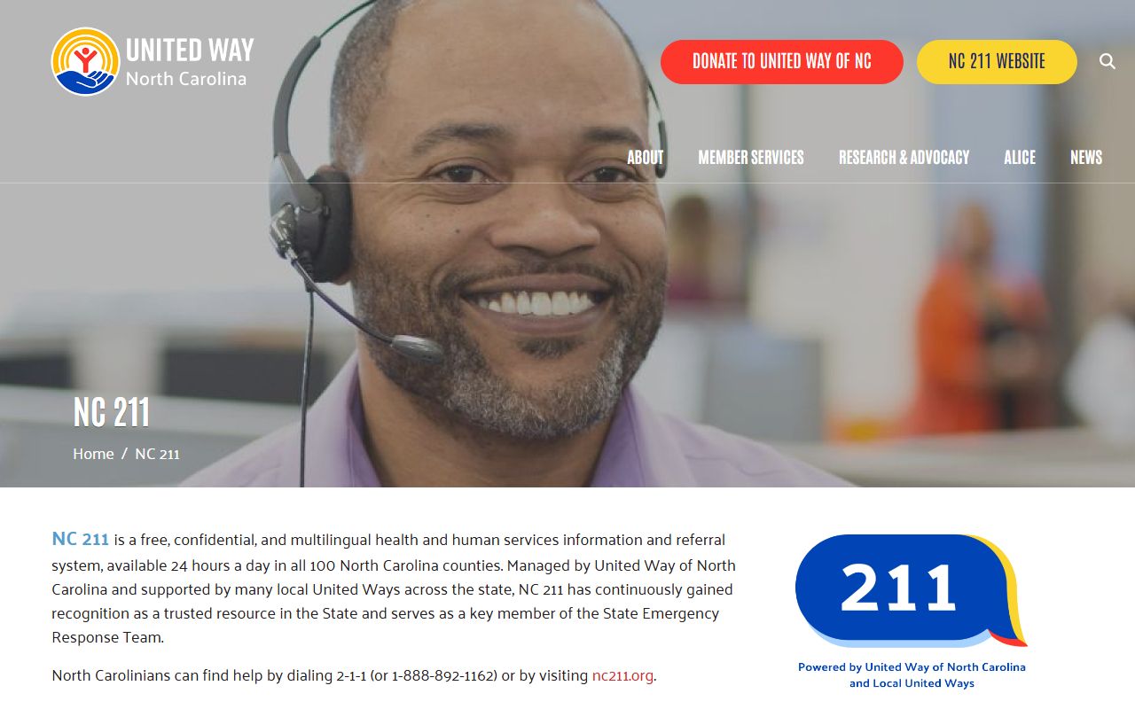 NC 211 statewide referral resource for community services